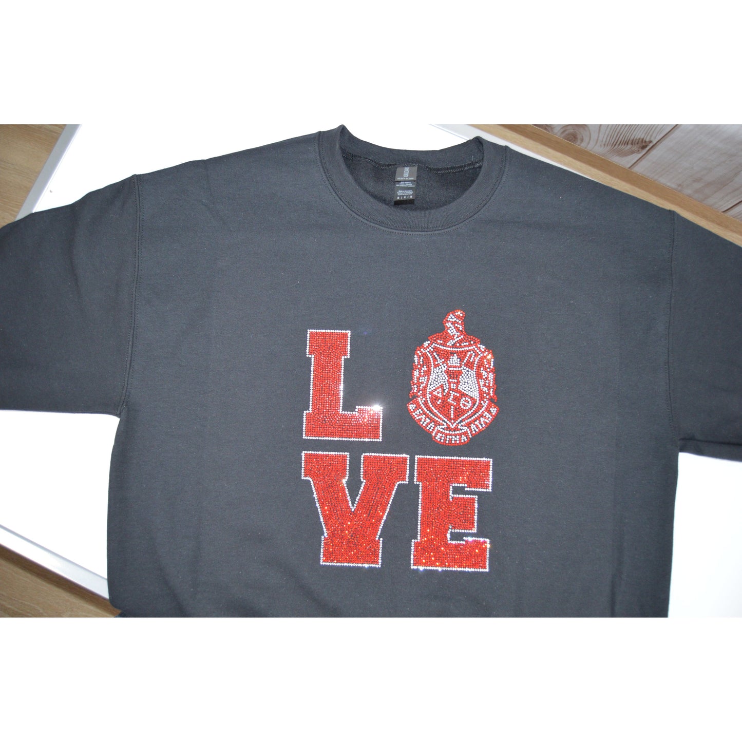 Delta Digma Theta Valentine sweatshirt Gift for her DST Rhinestone Love Shirt Bedazzled sorority sweatshirt