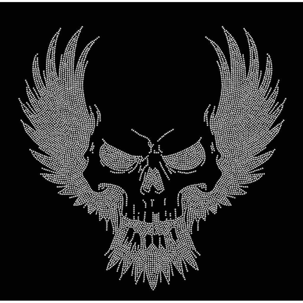 Skull With Wings Rhinestone T-Shirt, Rhinestone Hoodie