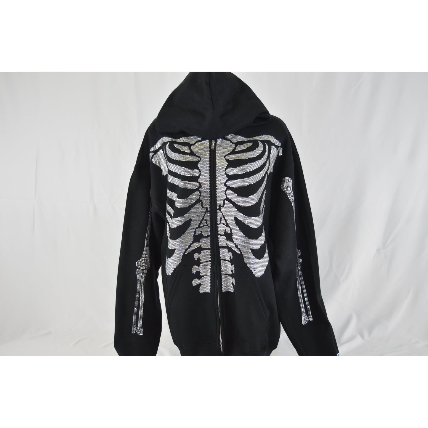 Rhinestone Skeleton Zip-Up Hoodie