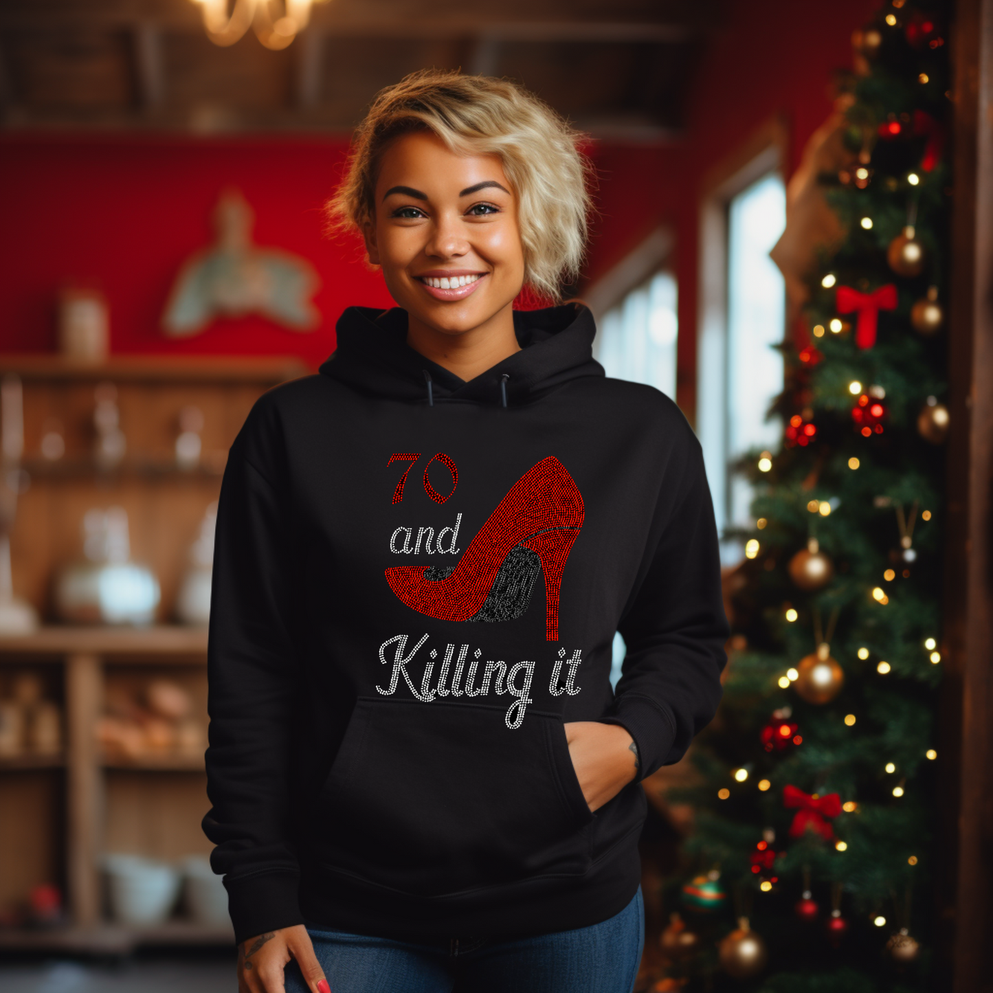 Killing it! with custom  age Rhinestone T-Shirt, Rhinestone Hoodie