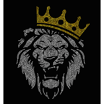 Lion with crown Rhinestone shirt hoodie close up image