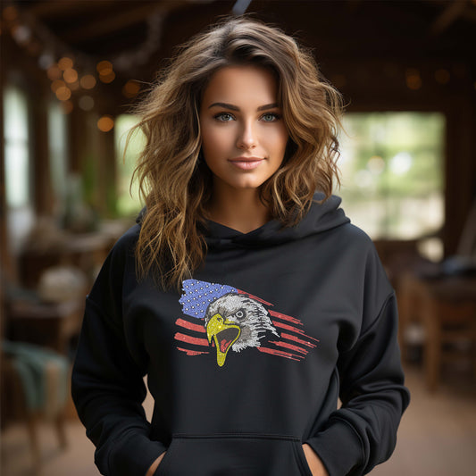 American Flag with Eagle Rhinestone T-Shirt, Rhinestone Design
