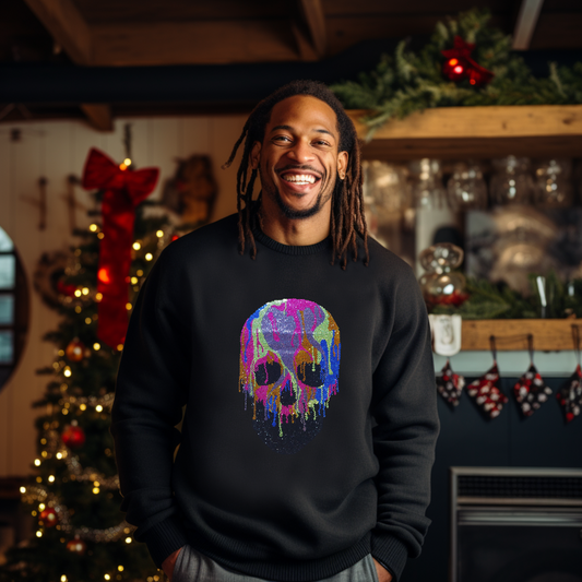 Dripping Skull Rhinestone T-Shirt, Rhinestone Hoodie